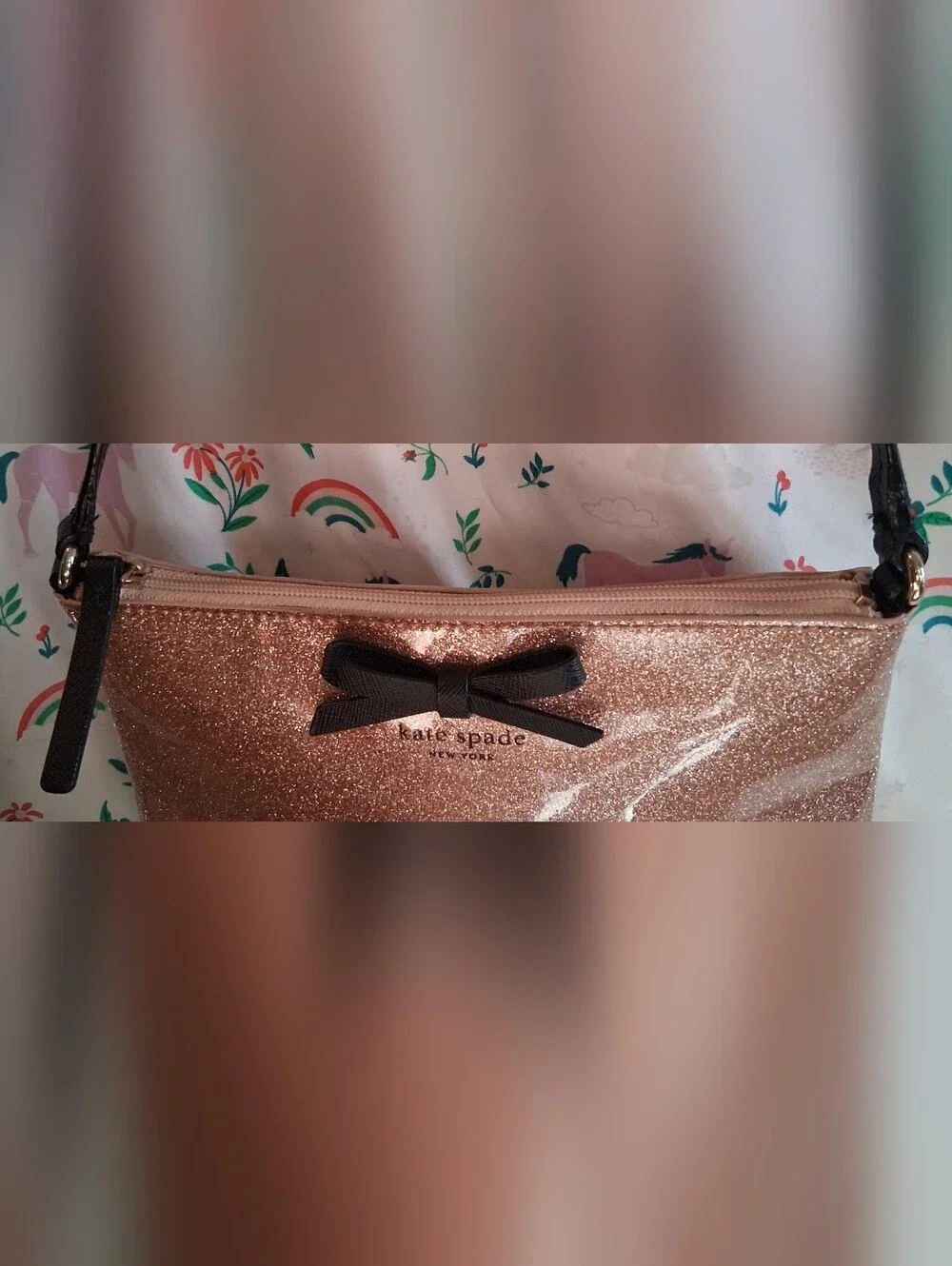NWOT Kate Spade Mavis Street Amy Blush Pink Sparkle Casual Crossbody Purse Bag